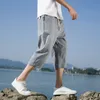 summer New Casual Short Pants Mens Cott and Linen Loose Pants Trend Nine-point Straight Trousers M-5XL C61M#