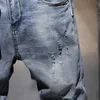 Мужчины новые разорванные повседневные джинсы скинни брюки fi бренд мужская уличная одежда Печата с расстроенной дырой серые джинсовые штаны k55r#