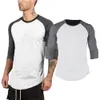 Хиригин бренд Harajuku jogger 3/4 рукава футболка Mens Baseball Raglan Tee Jersey Fot Fot Fute Crew Sect Plain Tops Streetwear 240318