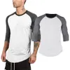 Hirigin Marque Harajuku Jogger T-shirt à manches 3/4 Mens Baseball Raglan Tee Jersey Lot T-shirts Col rond Plain Tops Streetwear 240318