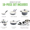 Set di pentole GreenLife Soft Grip Healthy Ceramic Antiaderente 16 pezzi Pentole da cucina e salse per friggere Set di padelle senza PFAS