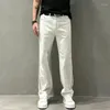 Męskie dżinsy męskie spodnie kowbojskie białe spodnie paski do mężczyzn proste robotę