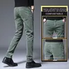 Velours côtelé Automne Hiver 2022 Stretch pour hommes Casual Slim Straight Veet Épaissir Pantalon pour hommes Fiable Youth Army Pantalon vert 32il #
