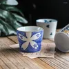 カップソーサーセラミックティー個人用使用ティーカップ日本語食器家庭用飲酒器具レトロプルフラワーコーヒーカップ