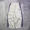 Men's Pants White Needles Wide Men Women Embroidered Butterfly AWGE Trouser Japan Style Blue Sweatpants