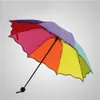 우산 20pcs/lot colorf 3 배 폴딩 FAL Rainbow Rainy Telescopic Umbrella Drop Delivery Home Garden Housekeeping Organization Rai DHGSW