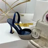 Sandálias femininas senhora zapatos mujer dedo do pé apontado sapatos de salto alto bowtie cetim cristal sandalias estilingue bombas designers luxo casamento