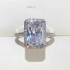 Verlovingstrouwringen Emerald Cut Imiteren Diamond Promise Ring Liefhebbers Geschenken Zilveren Moissanite Ring Voor Vrouwen Bruidsfeest Sieraden