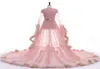 Pink Sleepwear Women Bathrobe Faux Fur Feather Nightgown Bridal Robe Bride Wedding Gowns Petite Plus Size Custom Made2274811