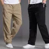 Mens Casual Cargo Cott Pants Men Pocket Löst raka byxor Elastiska arbetsbyxor Märke passar joggar manlig super stor storlek 6xl v5cg#