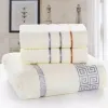 Sente de serviette de bain en coton de haute qualité 3PCS / Set Cotton Jogo de ToAlhas de Banho 1pc Bath Tail Brand 2PCS Face Towels-1