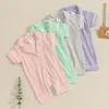 Infantile bébé garçons filles combinaisons d'été salon porter à manches courtes col à revers boutonné barboteuses texturées pyjamas pour tout-petits 240325