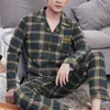 Новая пижама для мужчин Lounge Sleepwear Пижамы в клетку с принтом Весна Осень Мужчины LG рукав Домашняя одежда 2 шт. Мужской пижамный комплект t2rh #