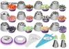 Outils de décoration de gâteaux 27 PCS Set Russian Tulip Glexing Piping buses de feuilles Pâtres de feuilles Sacs de pâtisserie pour la cuisson de cuisine Confeitaria4237226