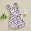 Citgeett Summer Kids Girls Jean Overalls Daisy Print Sleeveless Adjustable Strpas Denim Romper Jumpsuit Clothes 240307