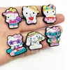 Garotas férias gatos kuromi melodia encanta de anime Charmos por atacado Memórias de infância de presentes engraçados Cartoon Charms Acessórios para sapatos PVC Decoração de fivela de borracha macia