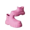 Розовые женские резиновые сапоги, водонепроницаемые женские дождевые ботинки на толстой подошве, нескользящие легкие съемные ботильоны без шнуровки из ЭВА 240309