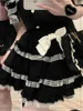 Skirts Japanese Kawaii Mini Cake Skirt Womens Black Casual Elegant Lolita Sexy High Waist Lace Y2k Aesthetic Sweet Gothic Faldas