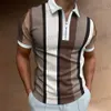 Men's T-Shirts 2023 Polo Shirt for Men Summer Mens Tops Daily Short Slve Striped Plain Clothing Men Shirts Turn-down Collar Zippers T T240325