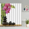 Cortinas de chuveiro zen pedra buda cortina água bambu flor à prova dwaterproof água banheiro parede pendurado banheira tela decoração casa conjunto