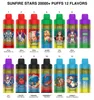 Grote verkoopprijs Sunfire Stars 20000 Puffs wegwerp VAPE Refilleerbare oplaadbare vape vape e-sigaret pod kit 12 smaken LED-zaklamp luchtstroomregeling versus smakelijkheid 12k 12k