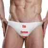 Padrão personalizado marca do homem natação briefs cintura baixa swimwear queda com push-up pad sexy shorts troncos boxers verão natação dos homens d6va #