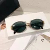 Óculos de sol oval de moldura feminina Man Metal Metal Melror Lens Green Lens Designer Sunglasses Retro Menas pequenas e sexy mulheres com caixa