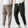 men Hip-hop Trousers Summer Breathable Cott Linen Yoga Sport Trousers Drawstring Sweatpants Boy Streetwear Pants e6aY#