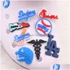 Pièces de chaussures Accessoires Moq 20pcs PVC Cartoon Sport Baseball Charms Boucle Boutons Boutons Pins Bracelet Bracelet Décoration Drop Deliv Dhljr