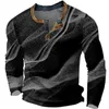 Color Block Henley Chemises Dégradé 3D Imprimer Streetwear Hommes Fi Fesses Lg Manches T-shirt Homme T-shirts Tops Vêtements 60so #