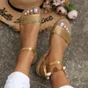 Womens Flat Sandals 2024 Summer Summer Nove Sole مع أحذية رومانية ماء لم يكن متعبًا 240326