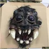 Outros suprimentos de festa de evento Horror Py Spider Máscara Cosplay Assustador Animal Aranhas Grandes Olhos Dente Boca Aberta Capacete de Látex Halloween Costu Dhyj4