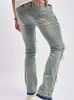 Vintage Stylish Ripped Patch Jeans byxor Män