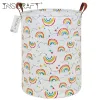 Baskets MultiUse Rainbow Laundry Hamper Waterproof Cotton Dirty Clothes Storage Basket Foldable Toys Organizer Bin for Bedroom Bathroom