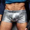 Underpants Jockmail Spectrum High Reflective Imitation Leather Boxer Mens Underwear Shorts Swimming Trunks Stage Man Clothing