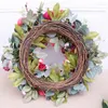 Decorative Plates Door Wreath Silk Flower Peony Head 40cm Handmade Garland For Autumn Winter Outdoor Display Red