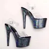 Chaussures de danse femmes mode 17CM/7 pouces PVC plate-forme supérieure Sexy talons hauts sandales pôle 051