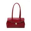 Высококачественная сумка-тоут в стиле ретро для женщин, официальная сумка для документов, 2024, модная минималистичная красная глянцевая дорожная сумка из искусственной кожи