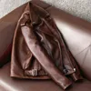 new Arrivals Mens Genuine Leather Jacket Coat Vintage Brown Cowhide Aviator Coat Winter Men Fi Jacket Plus Size Topcoat S7DW#