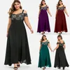 Plus size dames plus size koude schouder bloemen kant maxi feestavond camis lange jurk mode eenvoudige veelzijdige kleding 240320