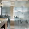 Films Custom Size Window Film Static Cling Chinese Ink Painting Style Landscape Painting Home Decoration Privacy Protection Glass Foil