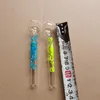 12cm /4.7 polegadas tubos de queimador de óleo de vidro para fumar polvo brilha no escuro luminoso tubo de mão colher queimadores cores de bolha