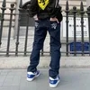 dog Print Straight Loose Jeans Mens Retro High Street Oversize Casual Denim Trousers Harajuku Wed Hip Hop Jean Pants A3k1#