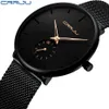 Crrju Top Brand Luxury Quartz Watch Men Casual Black Japan Quartz-Watch rostfritt stål Face Ultra Thin Clock Man Relogio New265T