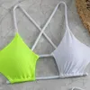 Women's Swimwear Back Bikini Sexy Lace-up Set For Women Push Up Summer Beachwear Contrast Color Sling Bra Quick Drying Brazilian