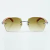 Neuester heißer Verkauf Exquisiter Stil 3524018 Sonnenbrille mit Mikro-Schnittlinsen, natürliche orange Holzbügelbrille, Größe: 18-135 mm
