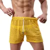 män fisknät casual shorts mesh ihåliga ut se genom badkläder lösa stammar boxare shorts baddräkt sommar snabbtorkande strandkläder i766#