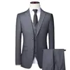 Hochwertige Blazer-Weste Coat Hosen Männer Einfaches Geschäft Elegantes Modevorstellungsgespräch Gentleman Anzug Slim 3-teiliger Anzug 240314