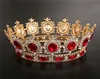 Bridal Crown Queen Rhinestone Crystals Royal Wedding Crowns Crystal Stone Red Big Gold Headband Hair Studio Molding Party Tiaras5635443