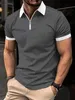 Homens camisetas Verão Novo Mens Casual Curto-Slved Polo Camisa Escritório Moda Impressão T-shirt Mens Respirável Camisa Polo Mens Roupas T240325